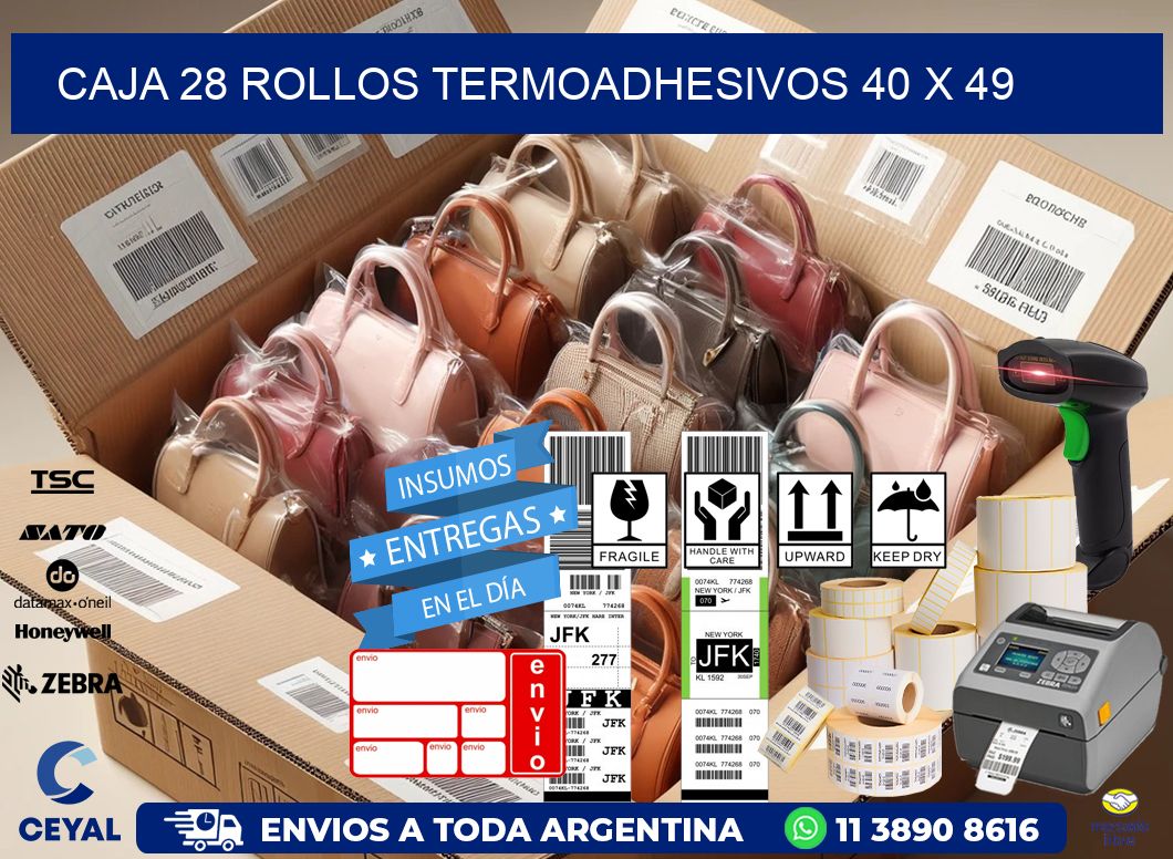 CAJA 28 ROLLOS TERMOADHESIVOS 40 x 49