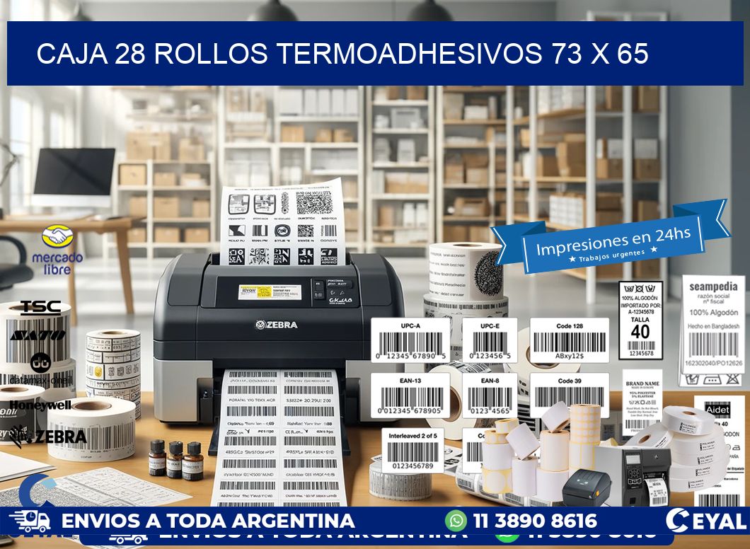CAJA 28 ROLLOS TERMOADHESIVOS 73 x 65