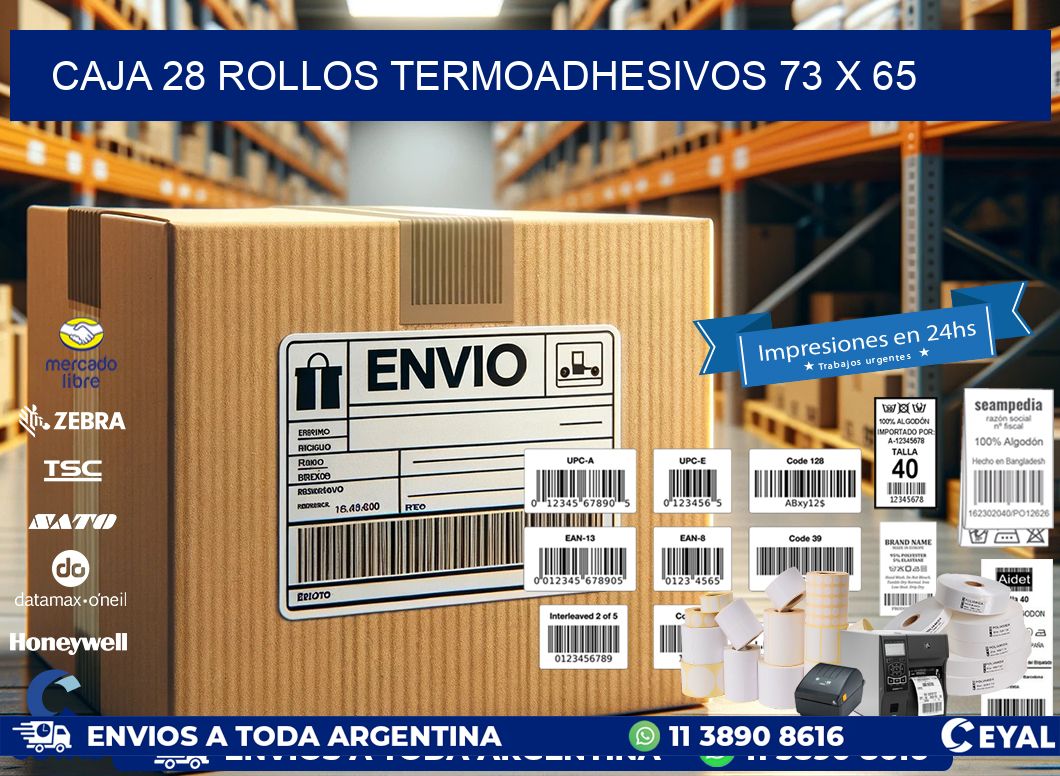 CAJA 28 ROLLOS TERMOADHESIVOS 73 x 65