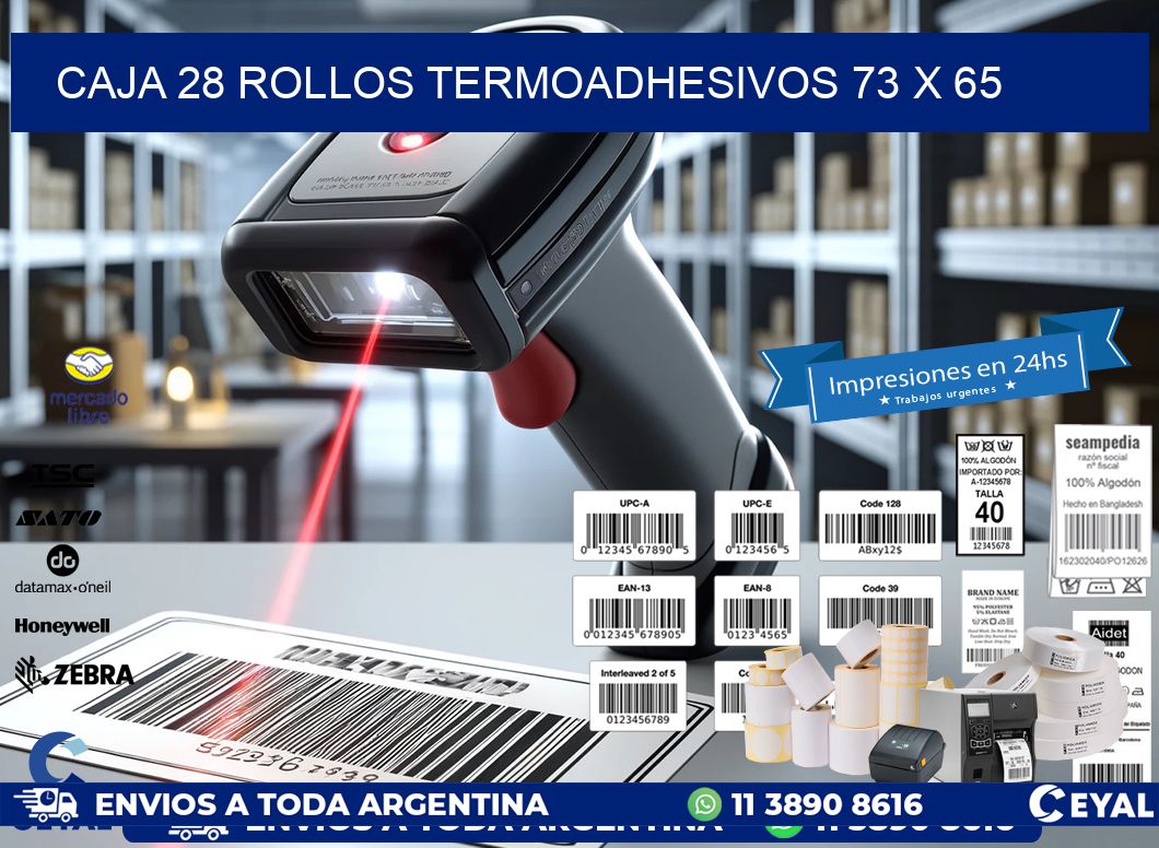 CAJA 28 ROLLOS TERMOADHESIVOS 73 x 65