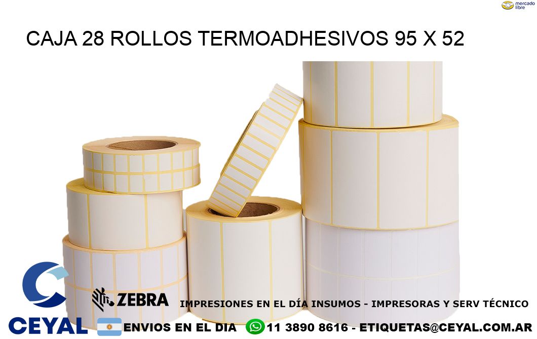 CAJA 28 ROLLOS TERMOADHESIVOS 95 x 52