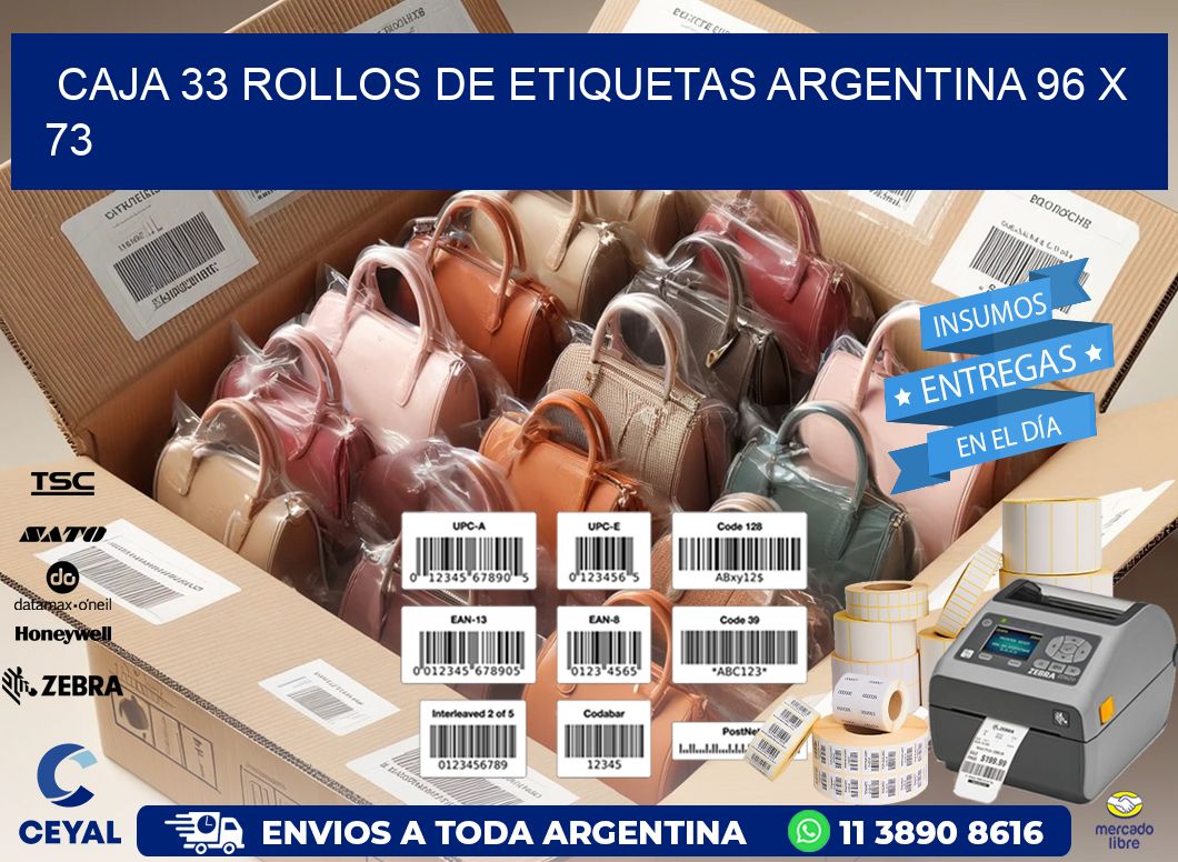CAJA 33 ROLLOS DE ETIQUETAS ARGENTINA 96 x 73