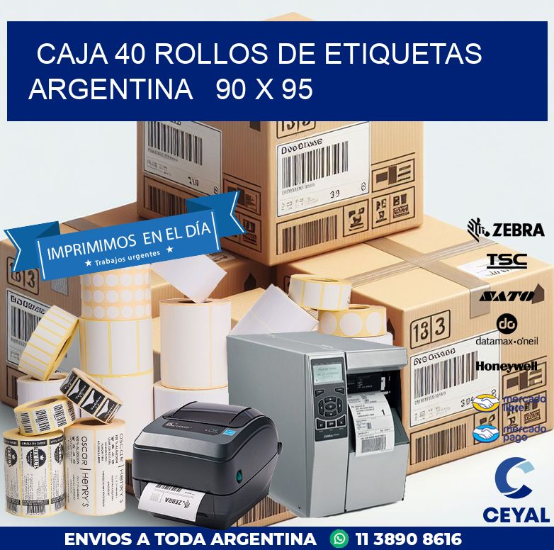 CAJA 40 ROLLOS DE ETIQUETAS ARGENTINA   90 x 95