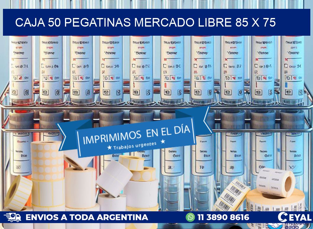 CAJA 50 PEGATINAS MERCADO LIBRE 85 x 75