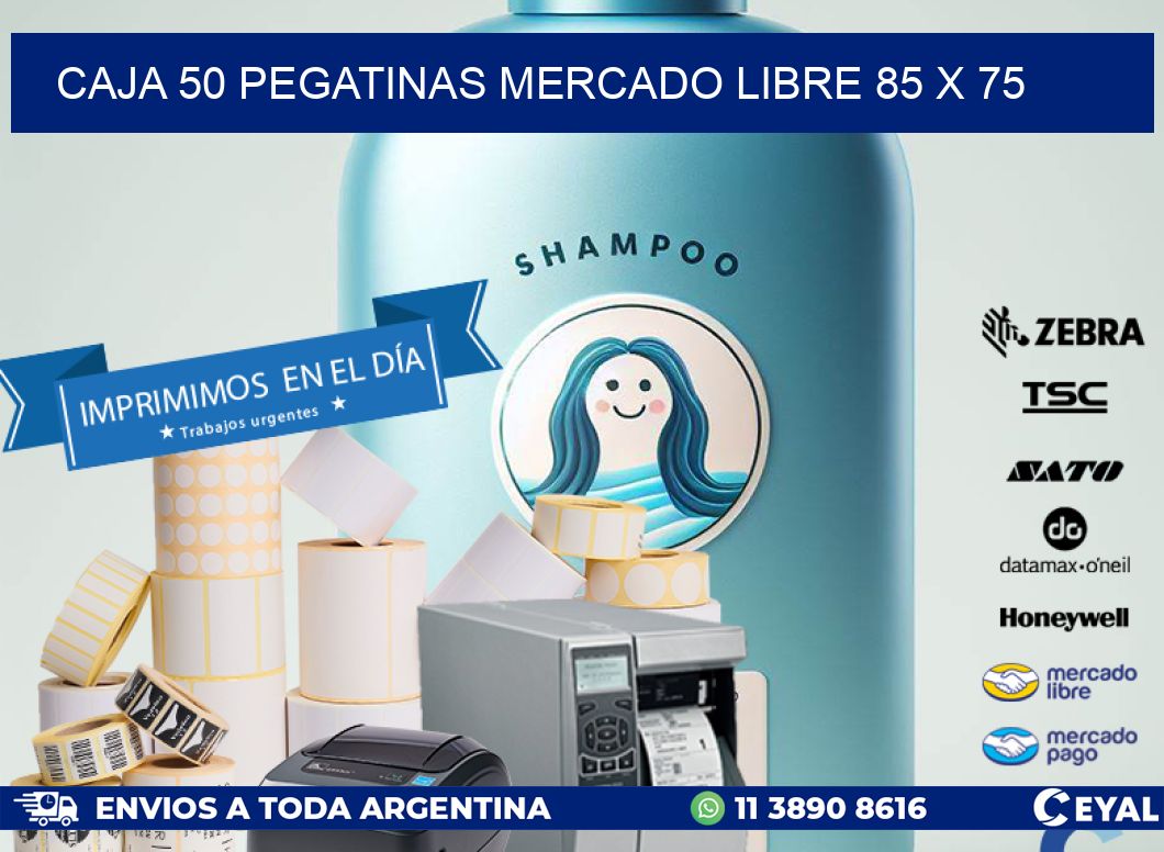 CAJA 50 PEGATINAS MERCADO LIBRE 85 x 75