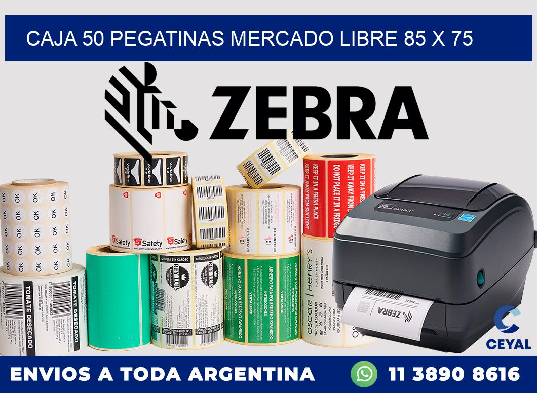 CAJA 50 PEGATINAS MERCADO LIBRE 85 x 75