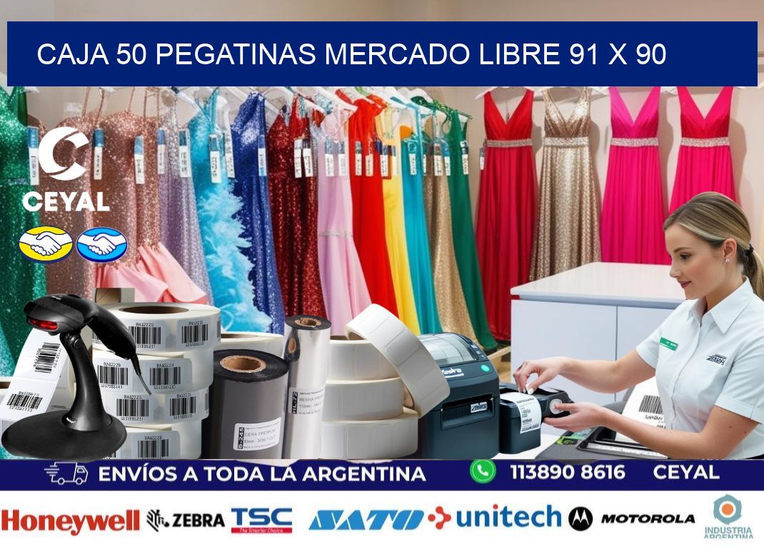 CAJA 50 PEGATINAS MERCADO LIBRE 91 x 90