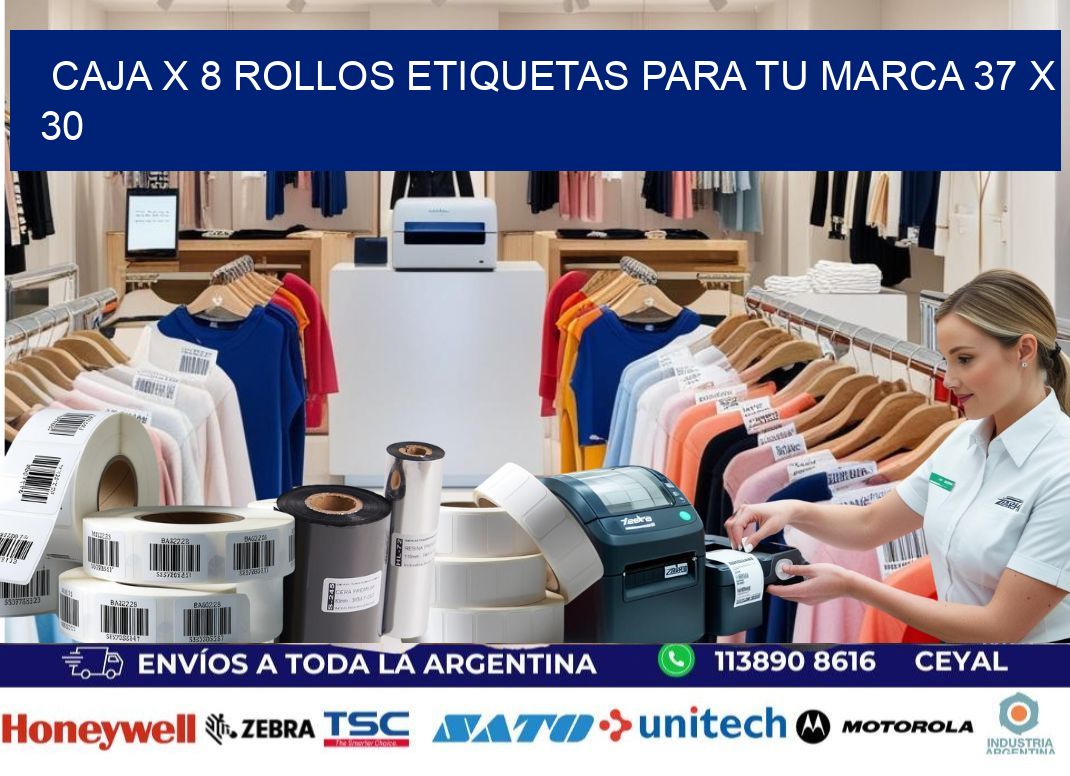 Caja X 8 Rollos Etiquetas para tu marca 37 x 30