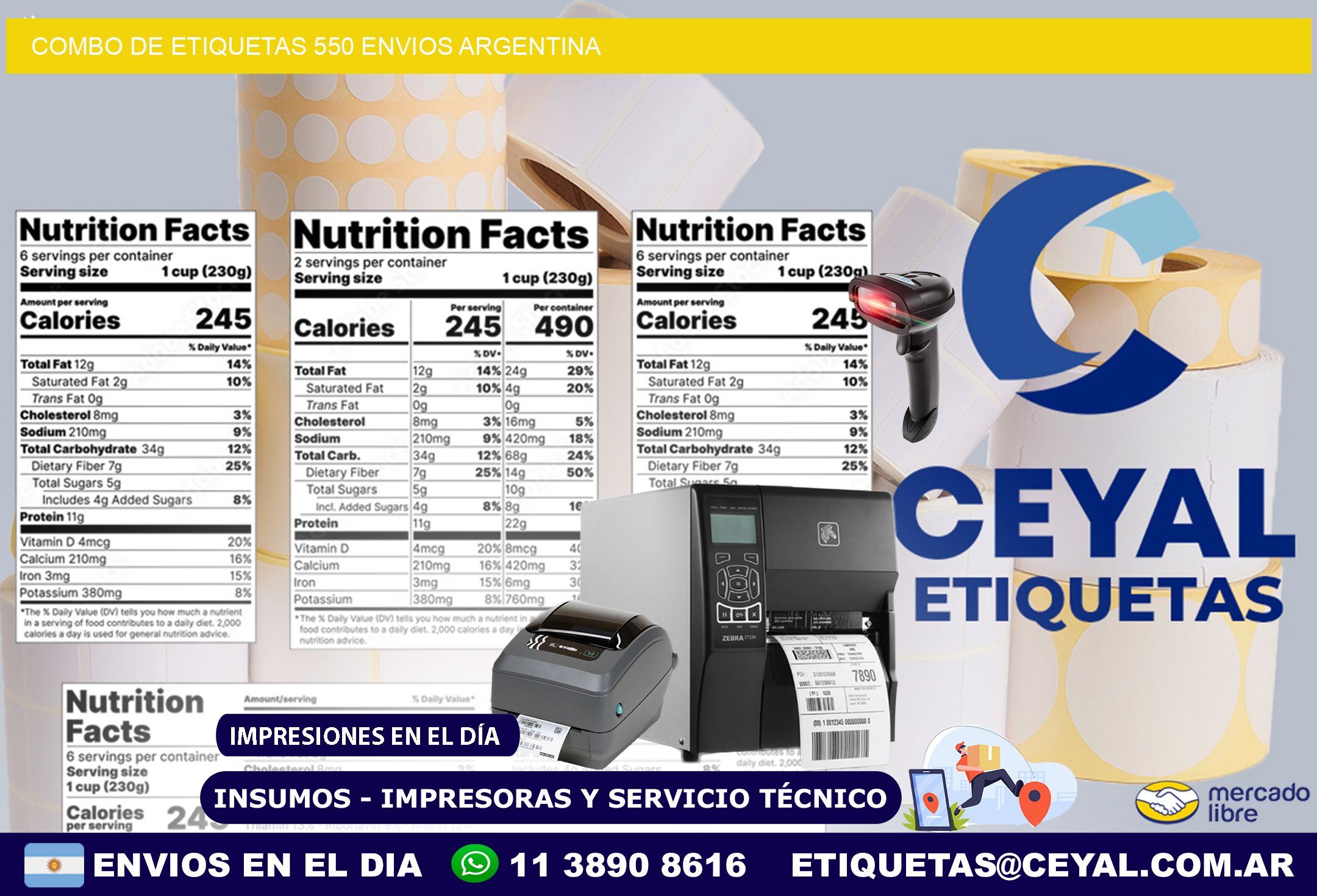 Combo de etiquetas 550 ENVIOS ARGENTINA