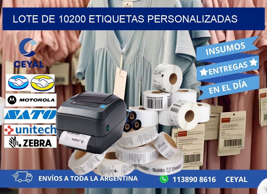 Lote de 10200 etiquetas personalizadas