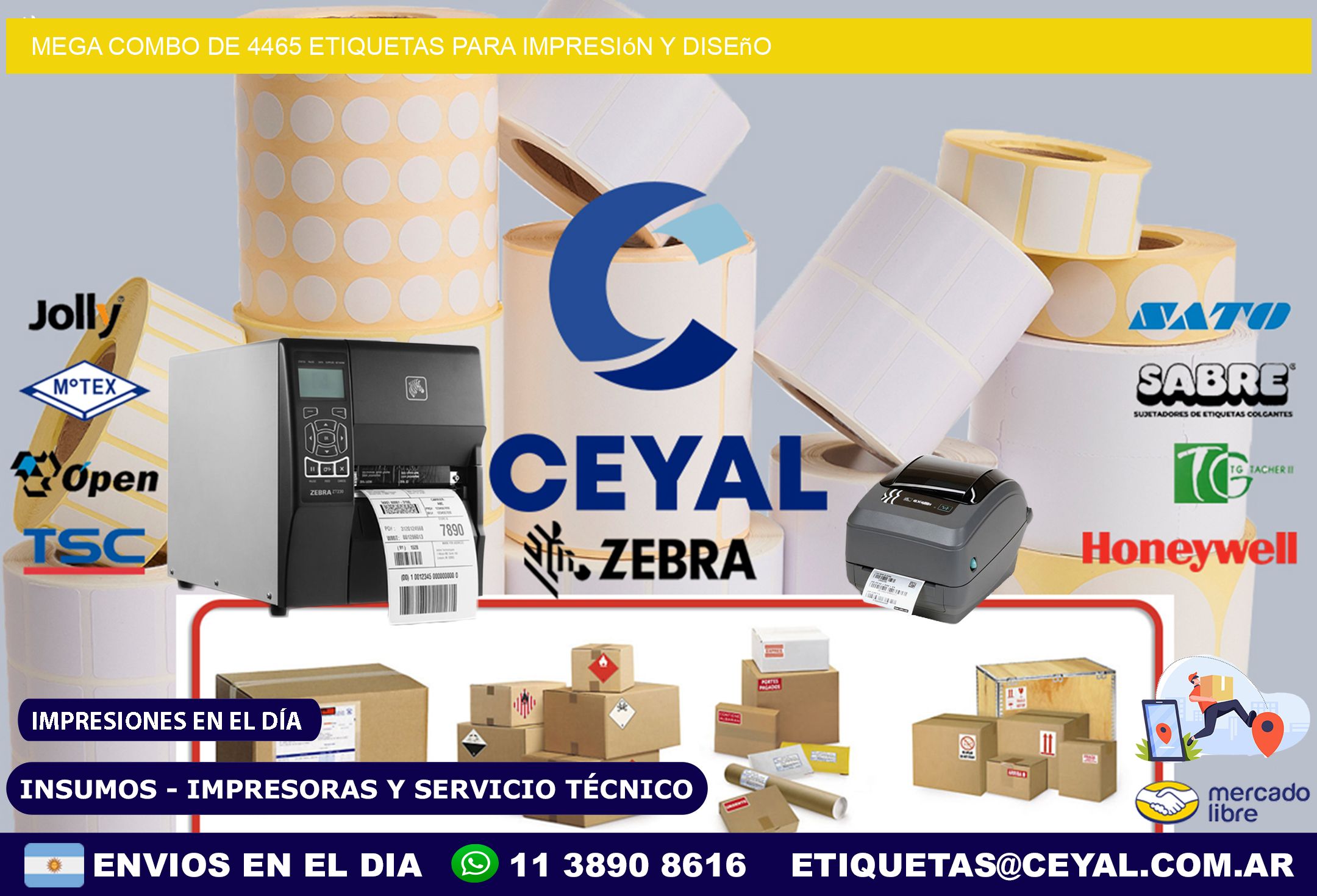 Mega combo de 4465 etiquetas para impresión y diseño