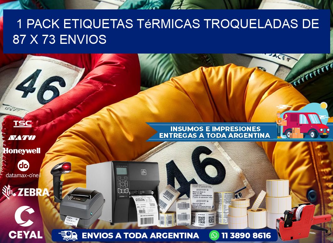 1 Pack etiquetas Térmicas Troqueladas De 87 x 73 ENVIOS