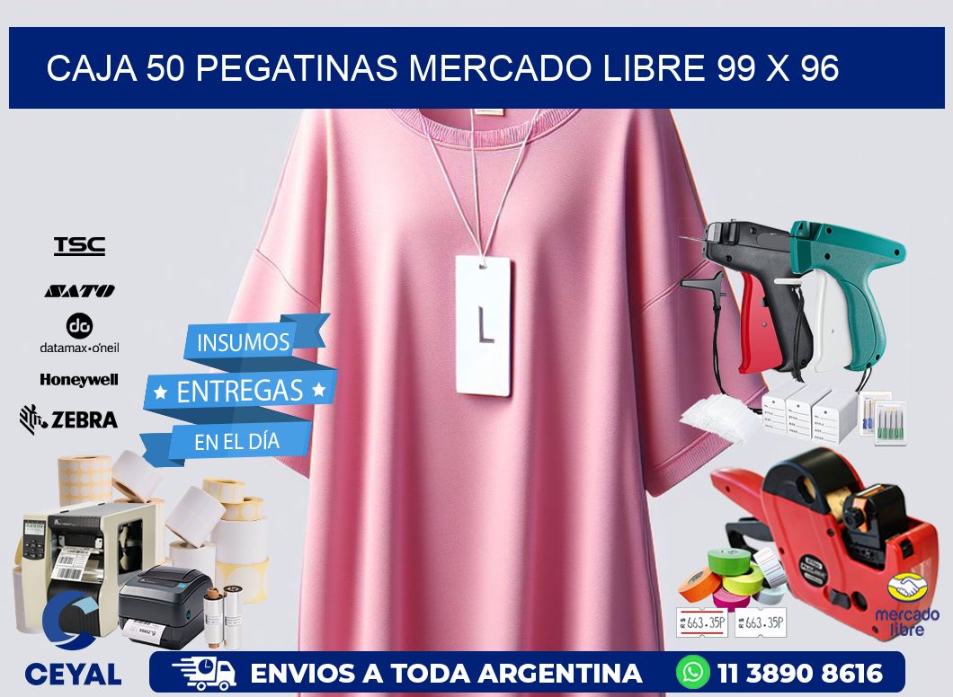 CAJA 50 PEGATINAS MERCADO LIBRE 99 x 96