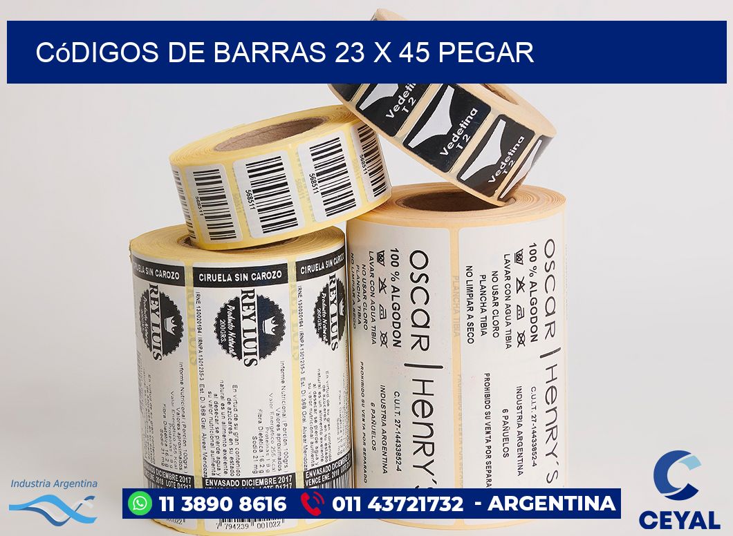 Códigos de Barras 23 x 45 pegar
