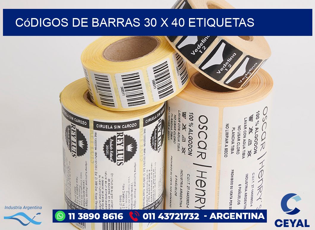 Códigos de Barras 30 x 40 etiquetas