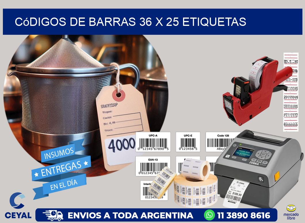 Códigos de Barras 36 x 25 etiquetas