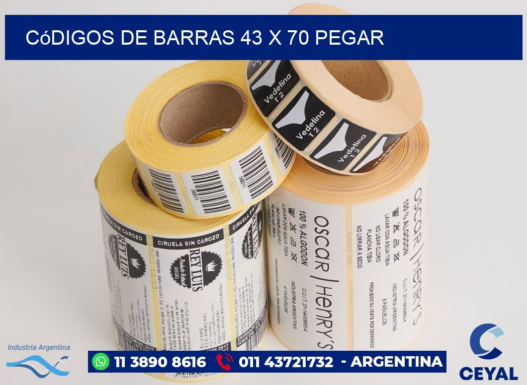 Códigos de Barras 43 x 70 pegar