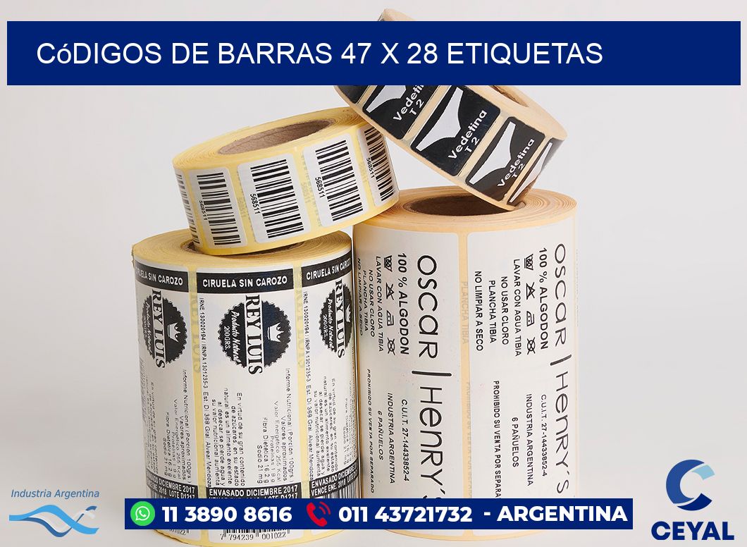 Códigos de Barras 47 x 28 etiquetas
