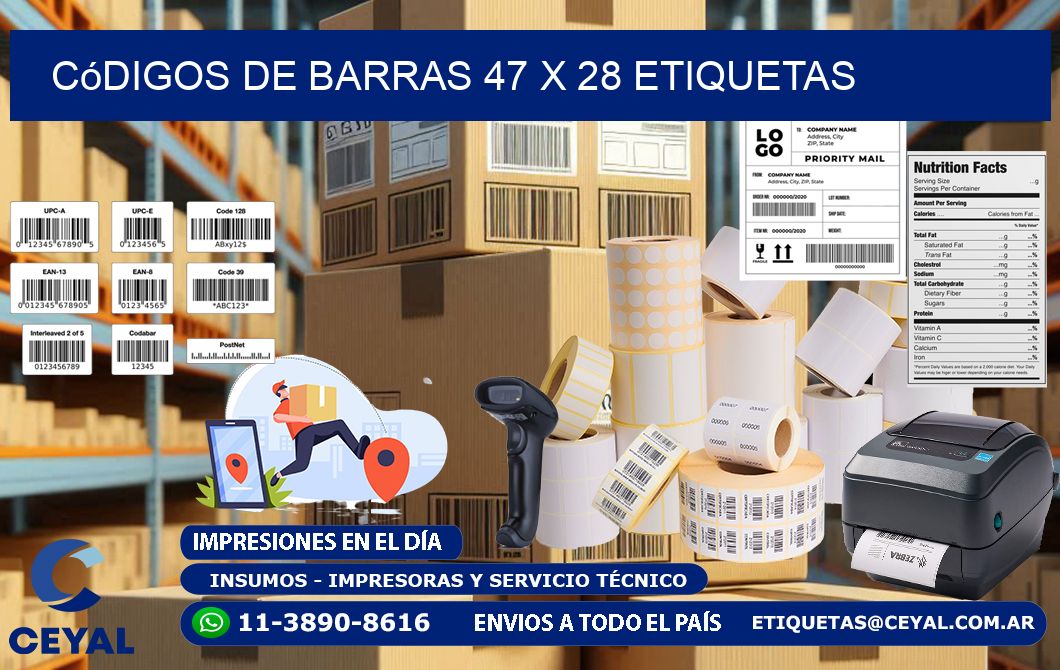 Códigos de Barras 47 x 28 etiquetas