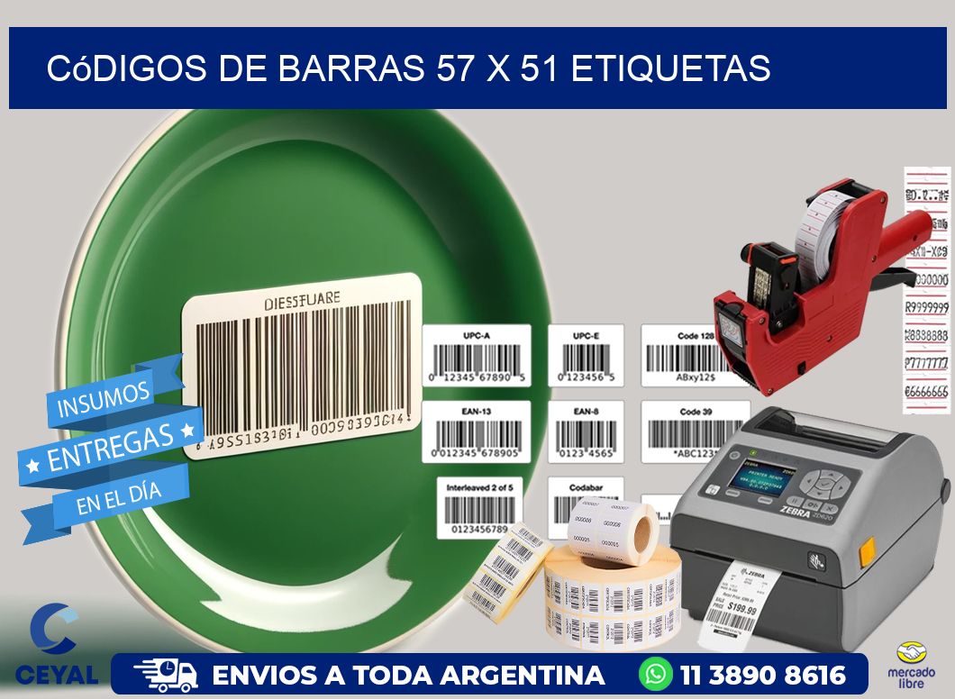 Códigos de Barras 57 x 51 etiquetas