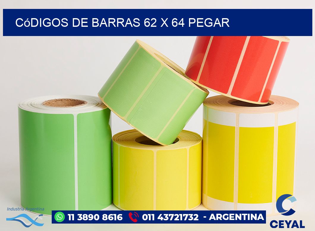 Códigos de Barras 62 x 64 pegar