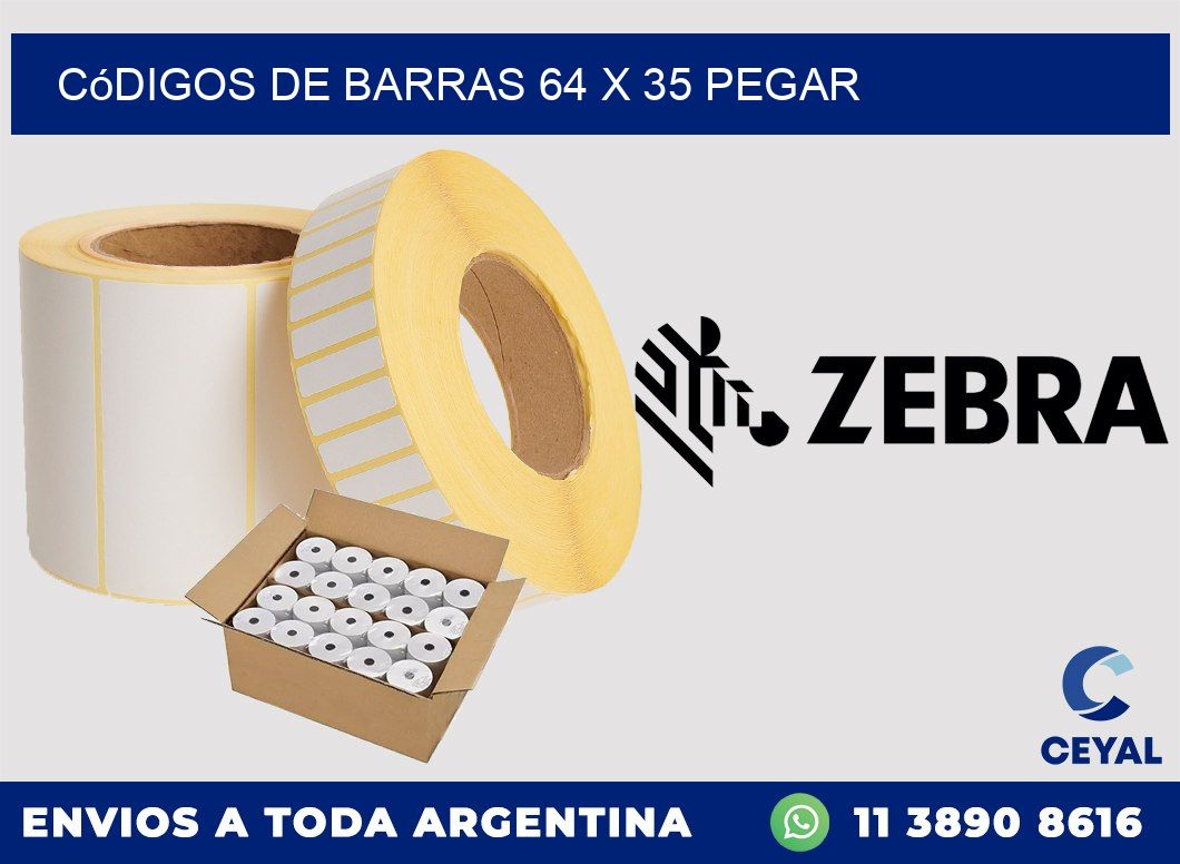 Códigos de Barras 64 x 35 pegar