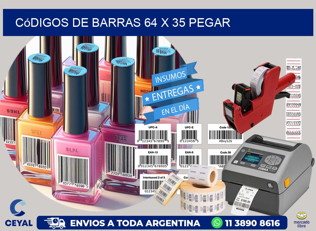Códigos de Barras 64 x 35 pegar