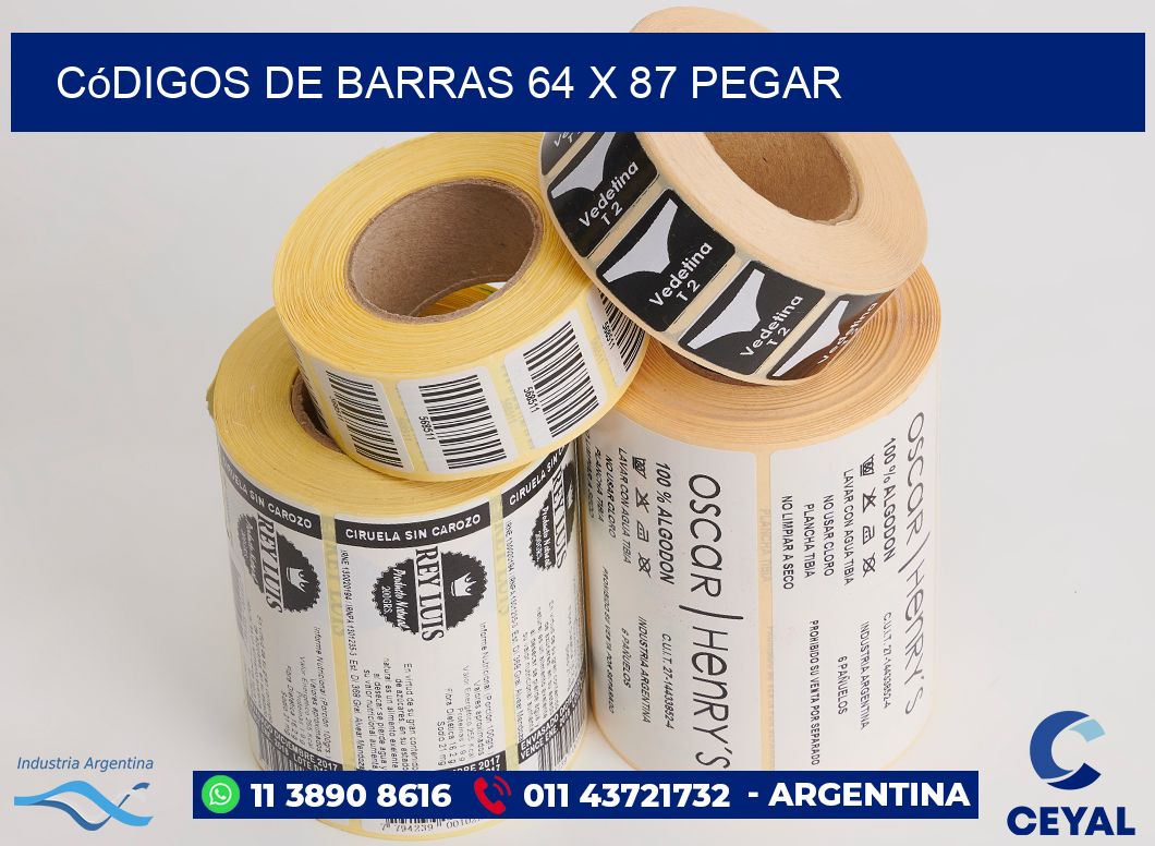 Códigos de Barras 64 x 87 pegar