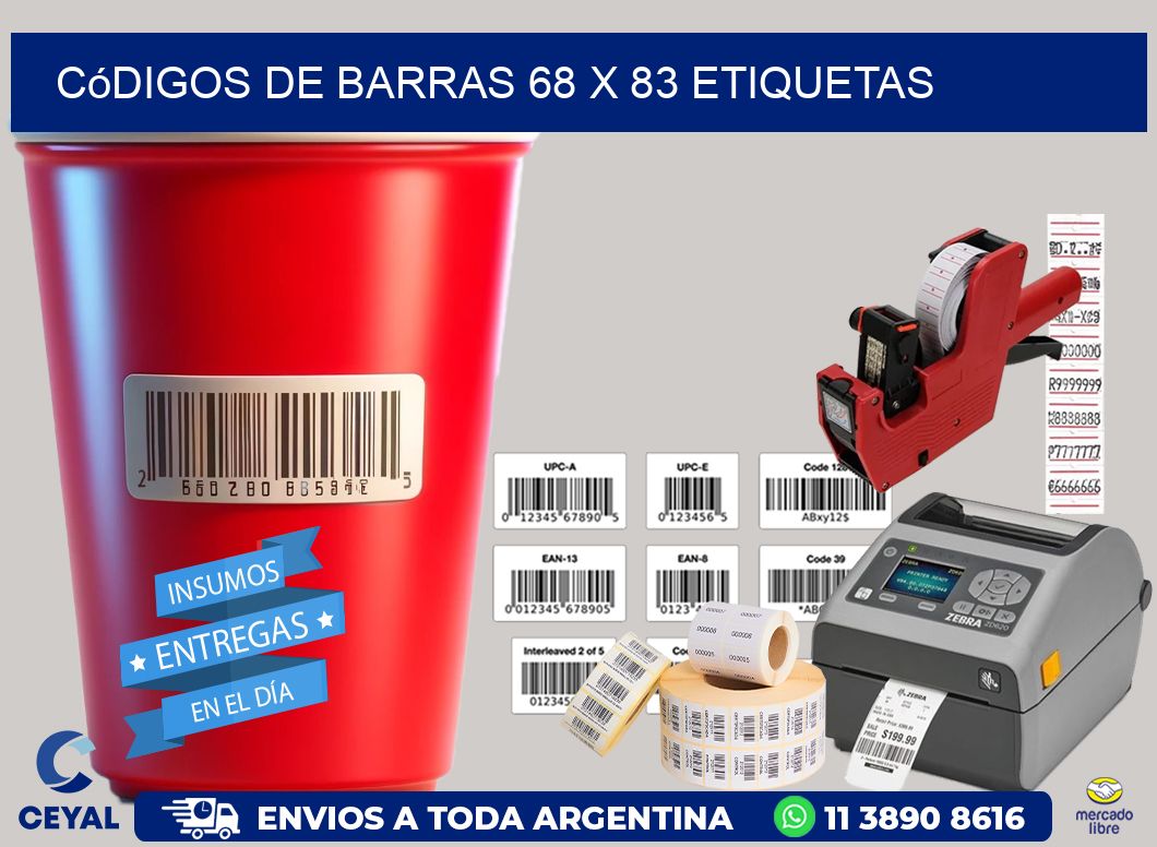 Códigos de Barras 68 x 83 etiquetas