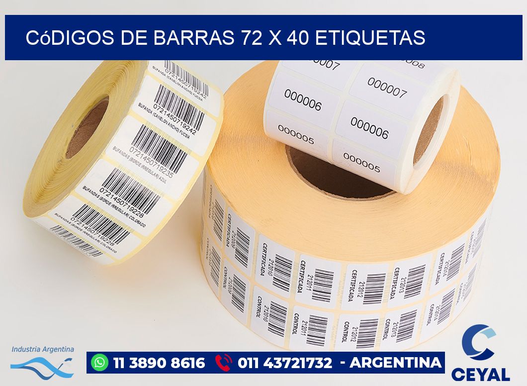 Códigos de Barras 72 x 40 etiquetas