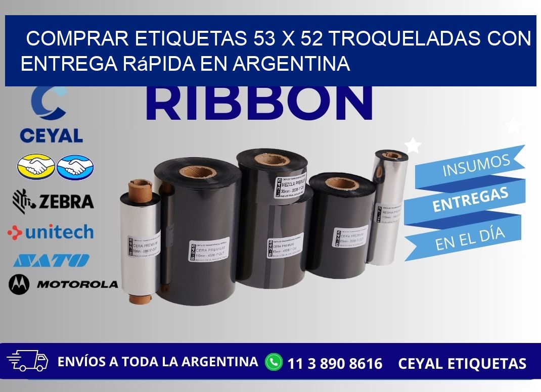 Comprar etiquetas 53 x 52 troqueladas con entrega rápida en Argentina