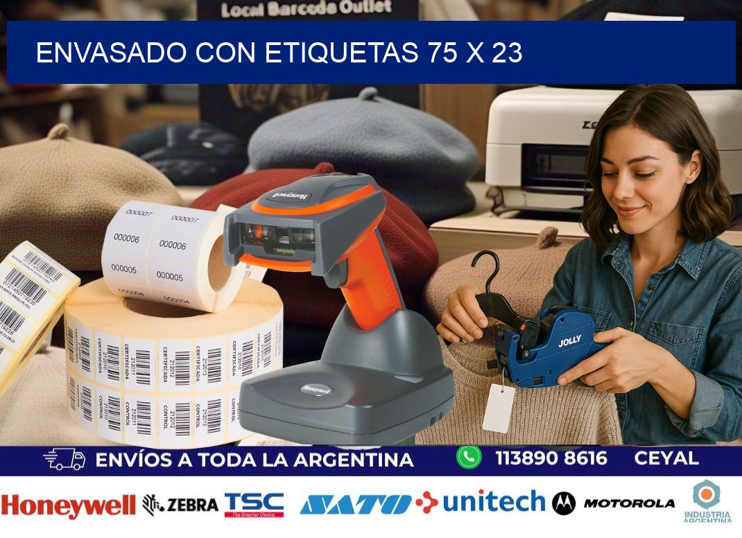 Envasado con etiquetas 75 x 23