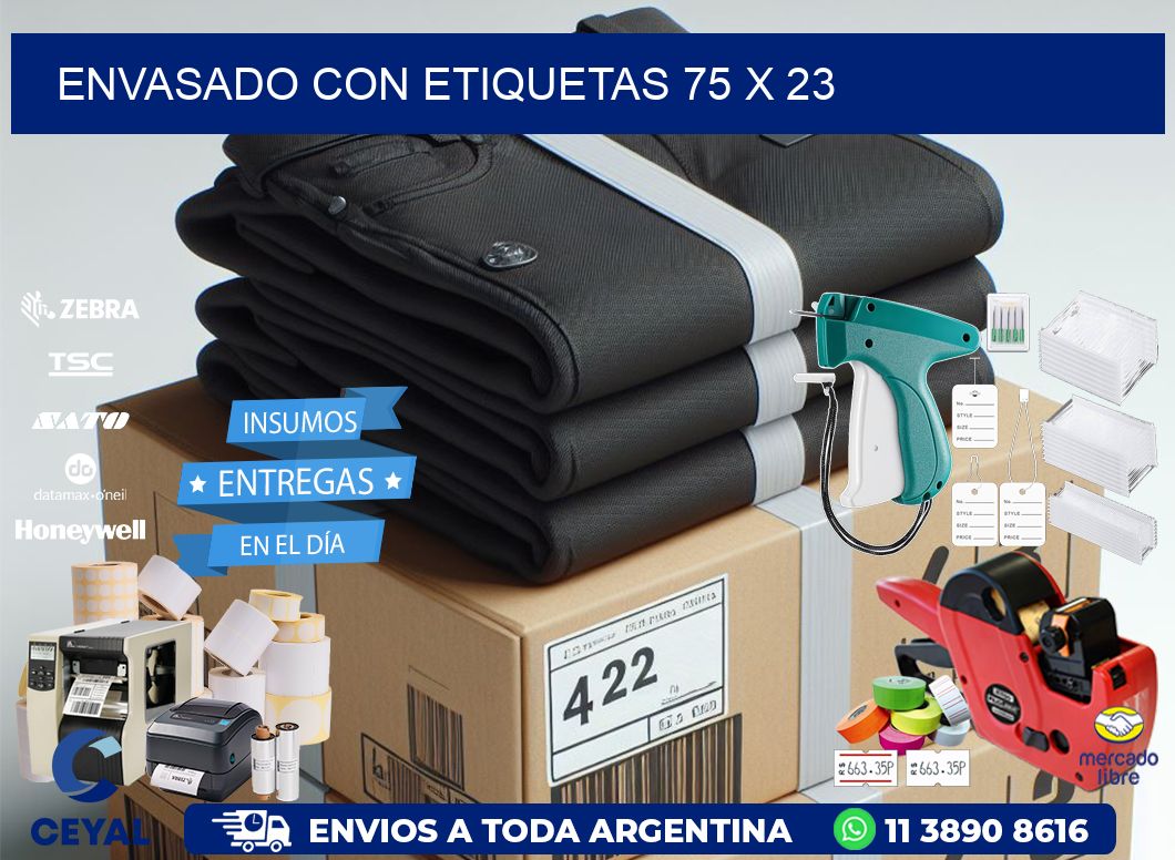 Envasado con etiquetas 75 x 23