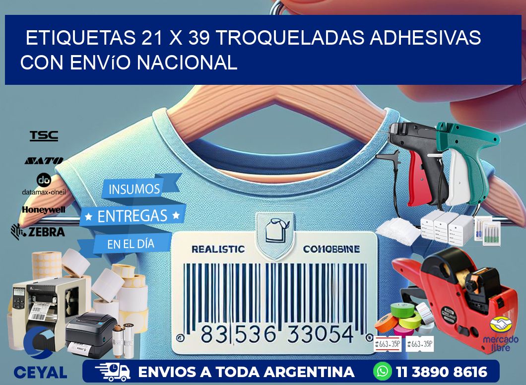 Etiquetas 21 x 39 troqueladas adhesivas con envío nacional