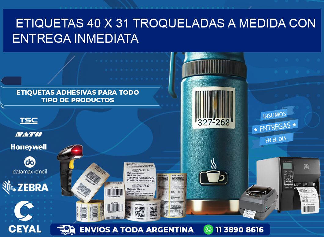 Etiquetas 40 x 31 troqueladas a medida con entrega inmediata