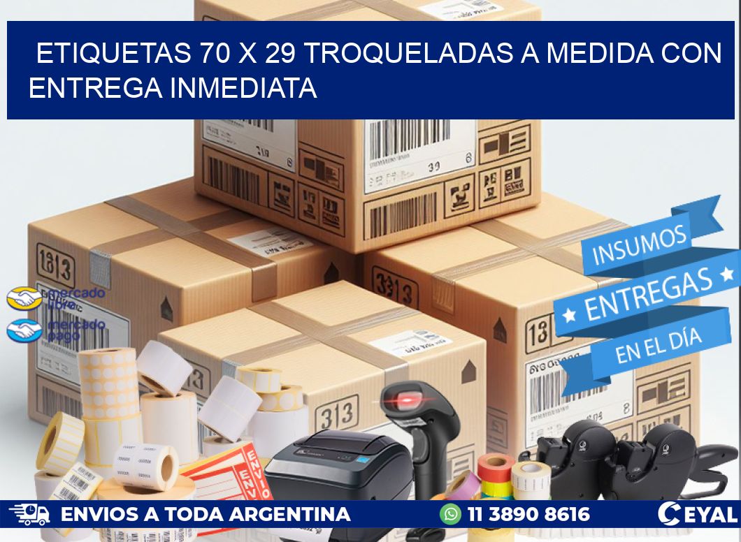 Etiquetas 70 x 29 troqueladas a medida con entrega inmediata