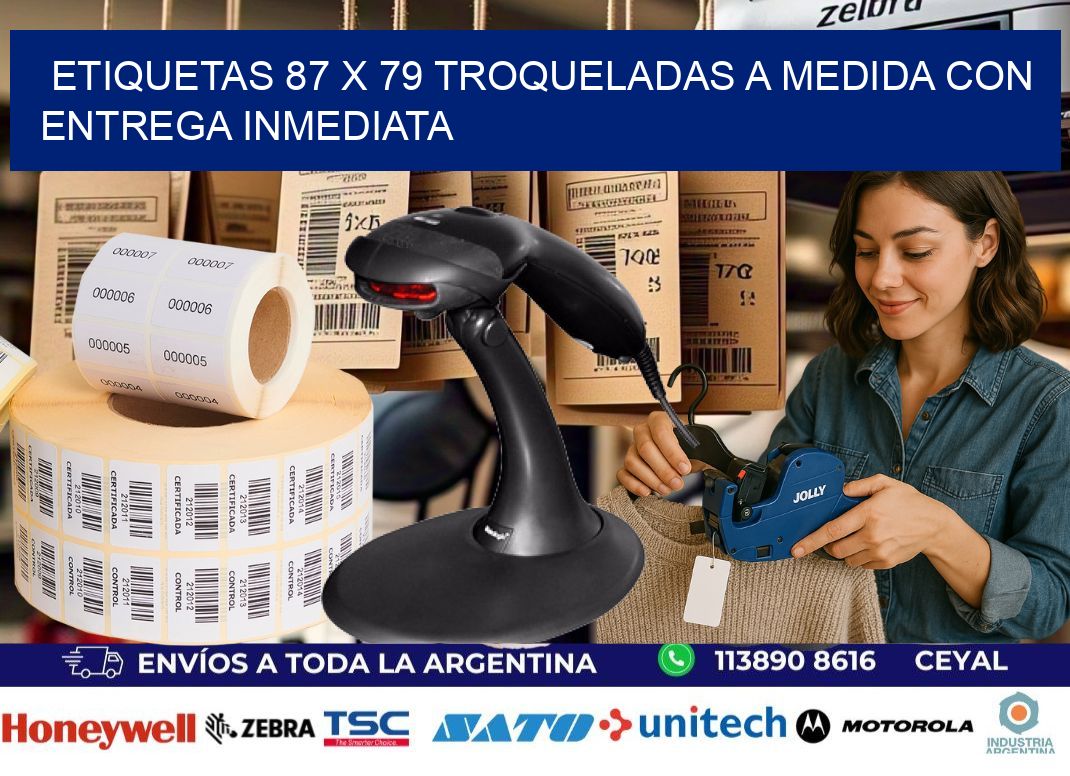 Etiquetas 87 x 79 troqueladas a medida con entrega inmediata