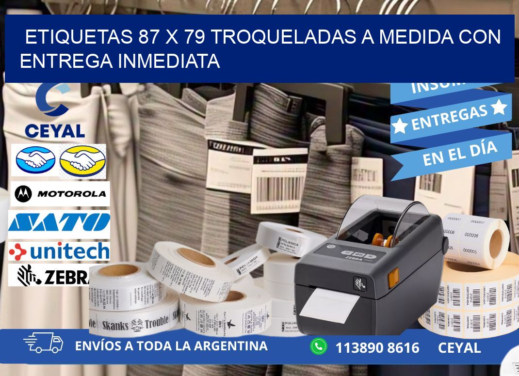 Etiquetas 87 x 79 troqueladas a medida con entrega inmediata