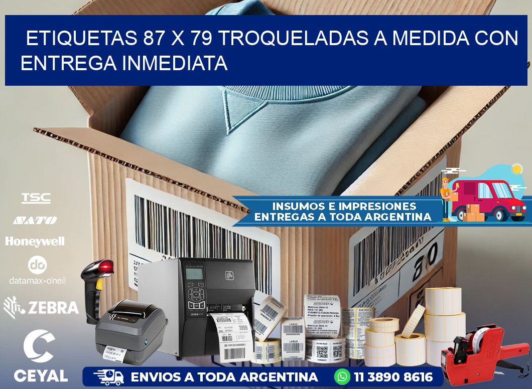 Etiquetas 87 x 79 troqueladas a medida con entrega inmediata