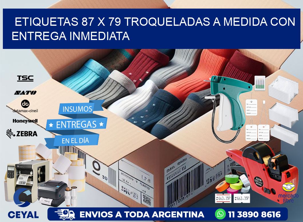 Etiquetas 87 x 79 troqueladas a medida con entrega inmediata