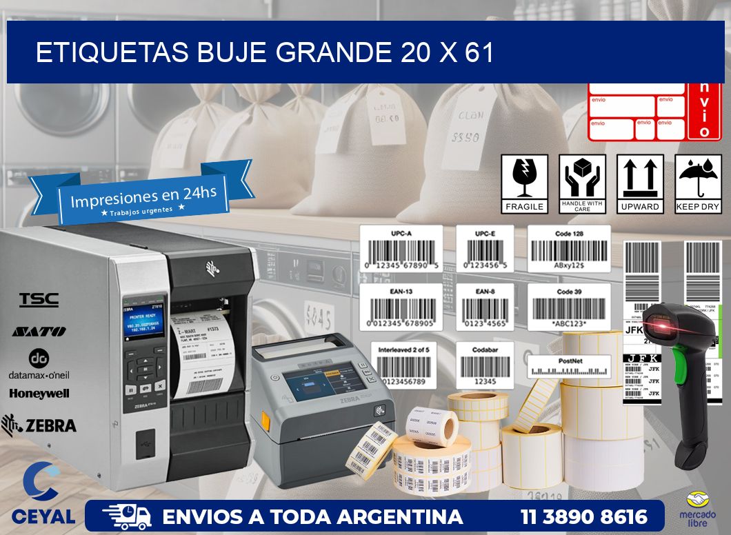 Etiquetas buje grande 20 x 61