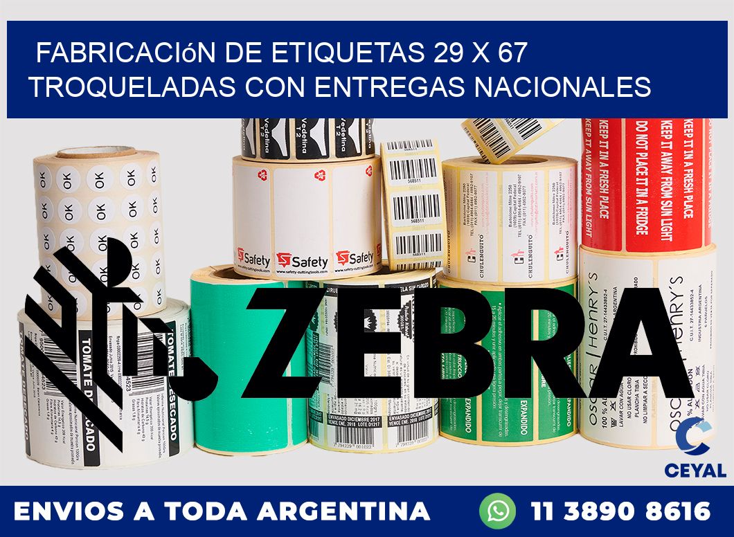 Fabricación de etiquetas 29 x 67 troqueladas con entregas nacionales