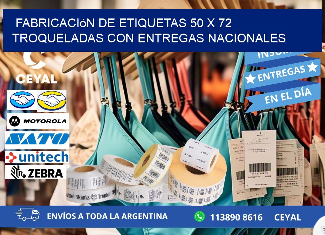 Fabricación de etiquetas 50 x 72 troqueladas con entregas nacionales