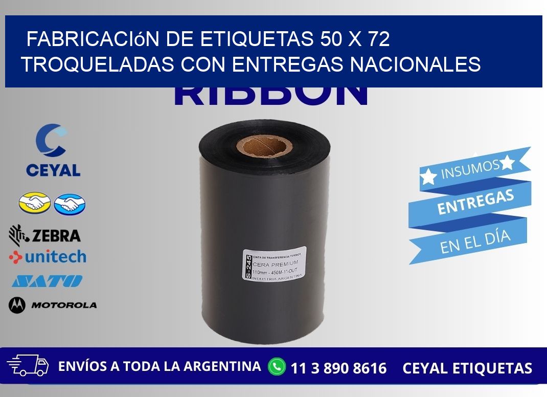 Fabricación de etiquetas 50 x 72 troqueladas con entregas nacionales