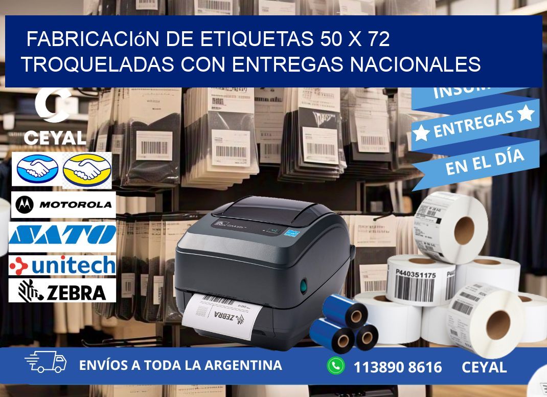 Fabricación de etiquetas 50 x 72 troqueladas con entregas nacionales