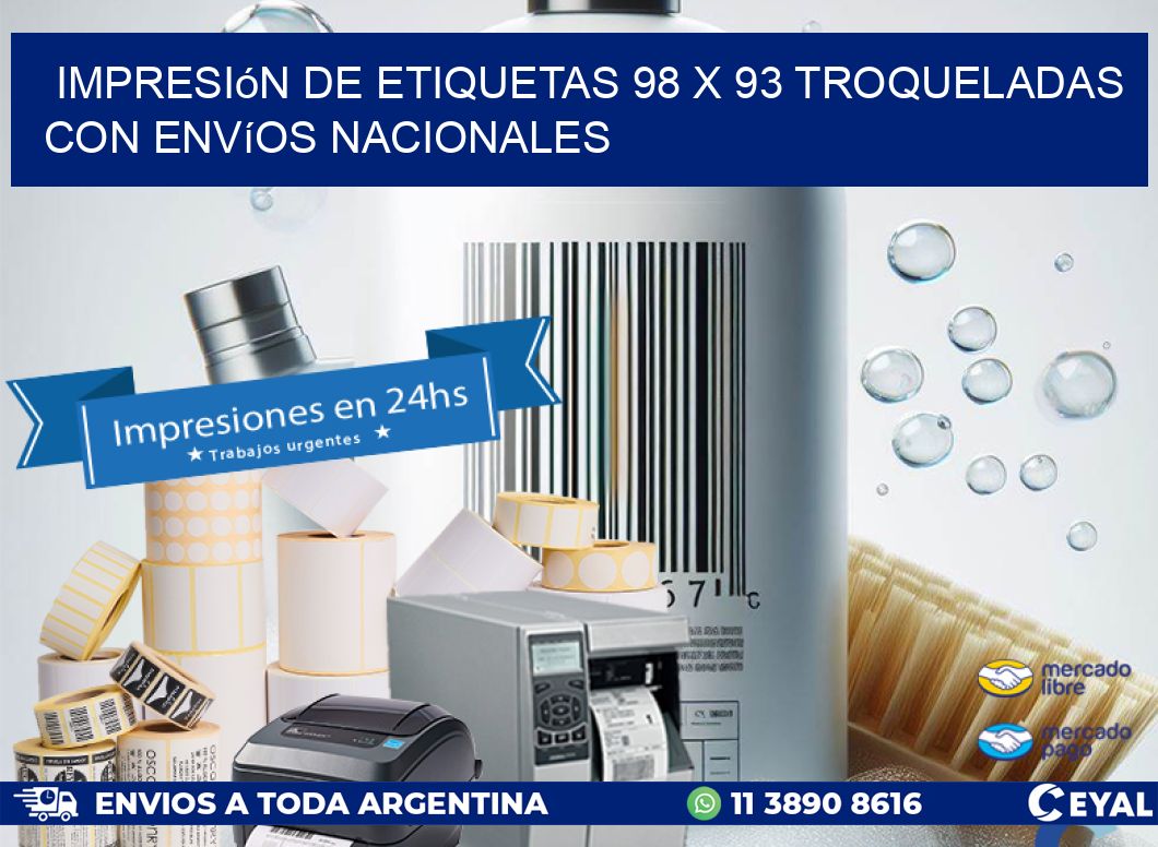 Impresión de etiquetas 98 x 93 troqueladas con envíos nacionales