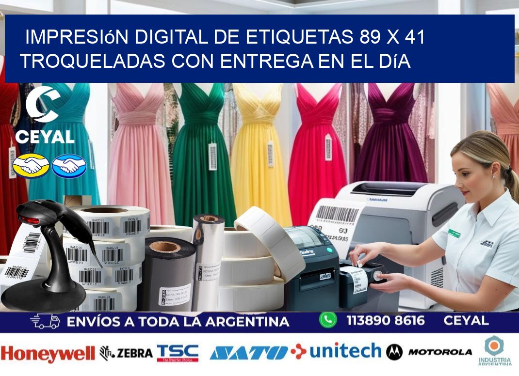 Impresión digital de etiquetas 89 x 41 troqueladas con entrega en el día