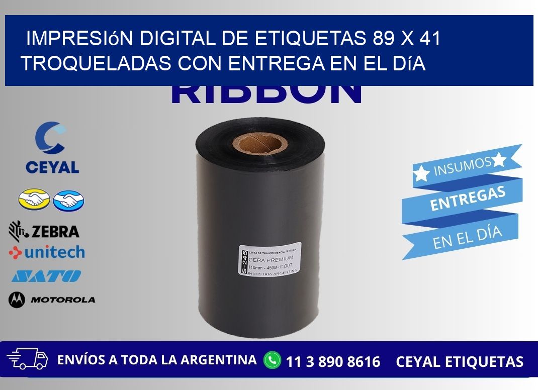 Impresión digital de etiquetas 89 x 41 troqueladas con entrega en el día