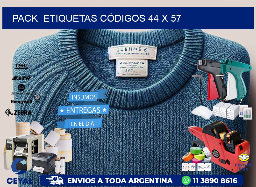 Pack  ETIQUETAS CÓDIGOS 44 x 57