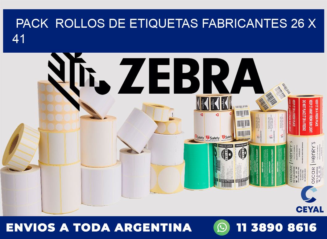 Pack  ROLLOS DE ETIQUETAS FABRICANTES 26 x 41